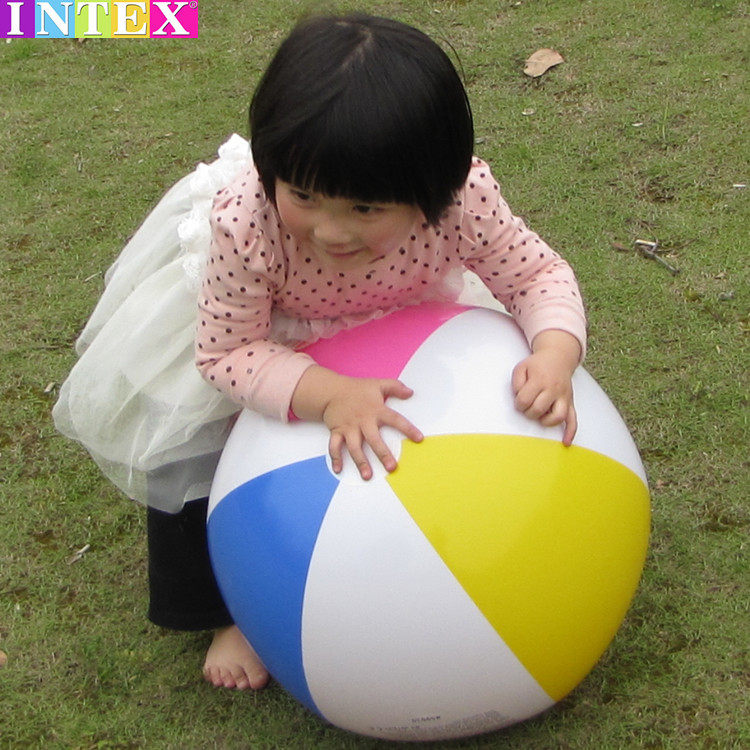 INTEX大号沙滩充气球儿童泳池彩色戏水拼色彩球 宝宝早教益智玩具