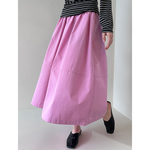 A字伞裙垂感大裙摆松紧半身裙6063 韩版 新款 橘芷春季