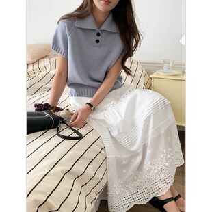 短袖 3th 韩系气质纽扣polo领针织衫 智性松弛 ZY3998 Morning