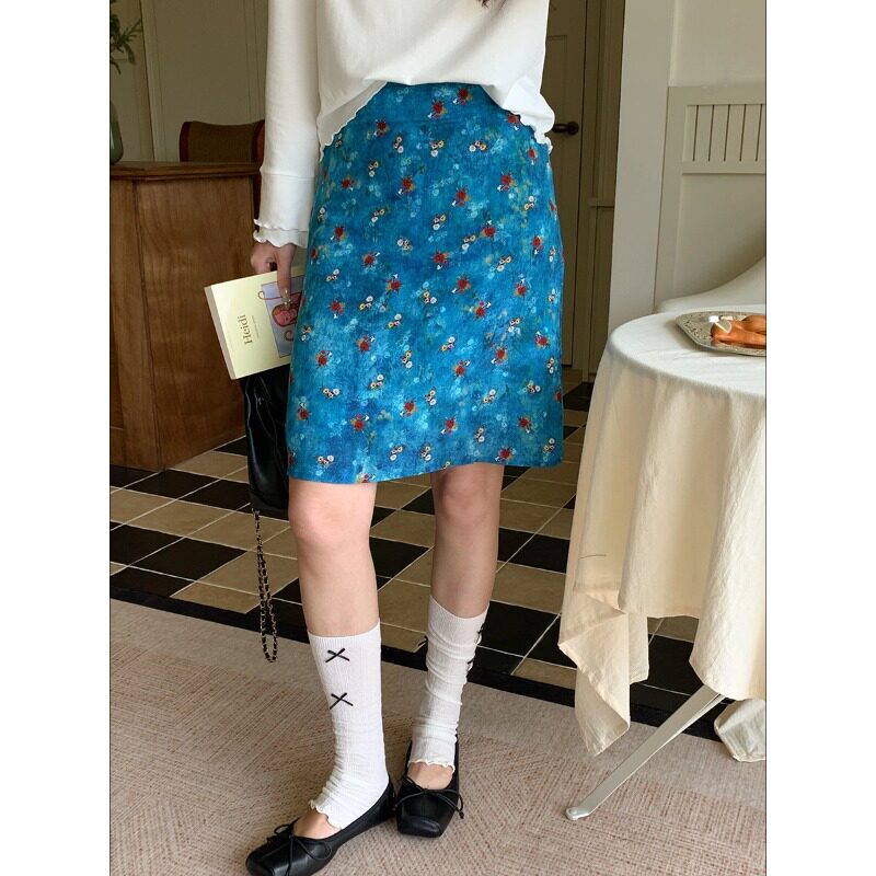 3th Morning 泰兰德少女 温柔度假风油画感碎花半身裙ZY3855