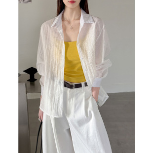 外套26203 韩系宽松防晒设计感气质衬衫 橘芷春季 新款