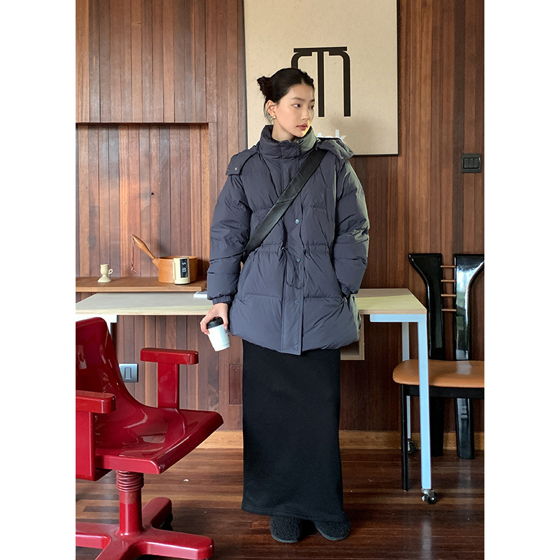 木兰连帽宽松羽绒服女2024十三行冬季新款保暖白鸭绒外套 51369U
