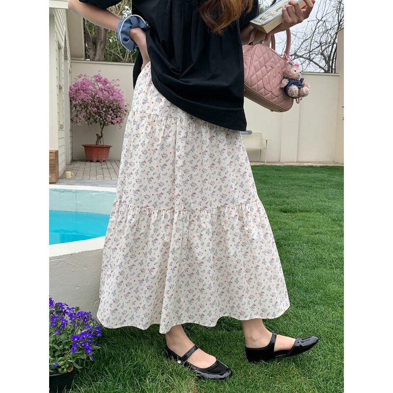 3th Morning 仲夏夜花园 高腰显瘦A字碎花蛋糕半身裙ZY4101