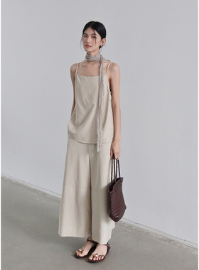 CLEAN SAPCE简约度假风吊带女2025十三行新款时尚系带上衣女55187