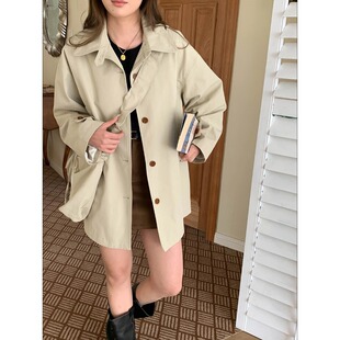 韩系气质翻领廓形中长款 送挂包 风衣外套ZY4008 Morning 3th