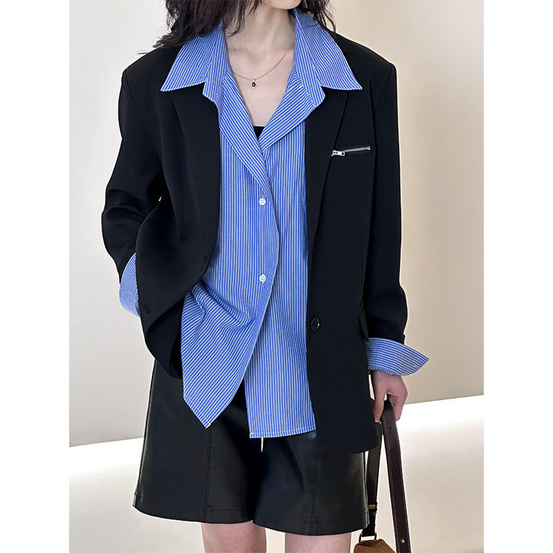 橘芷高级感西装外套女款春季韩系薄款翻领设计感外套西服2447