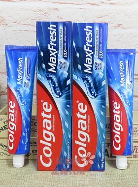 高露洁冰爽亮白冰片蓝色牙膏清新薄荷160g洁白牙齿劲白清口气