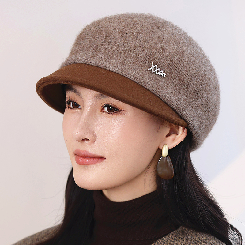 新款帽子女冬季保暖鸭舌帽针织帽