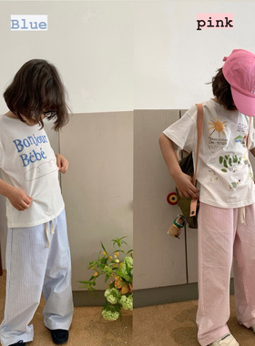 jooca 随意心情 自在慵懒 宽松松紧腰柔感100棉条纹裤童装休闲裤