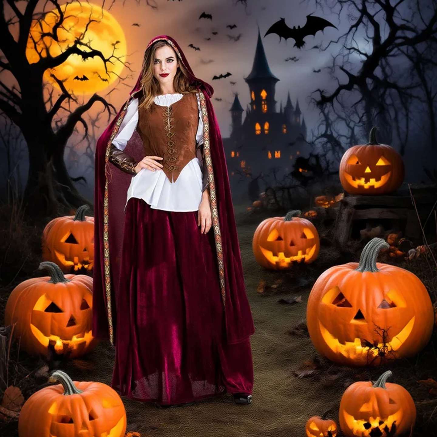 古堡的恶魔小红帽~反差黑暗风万圣节cos服装成人女穿搭中世纪复古