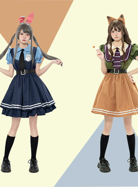 万圣节服装cosplay服 动漫展兔子朱迪警官judy成人连衣裙狐狸长袖