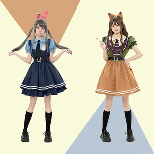 万圣节服装cosplay服 动漫展兔子朱迪警官judy成人连衣裙狐狸长袖
