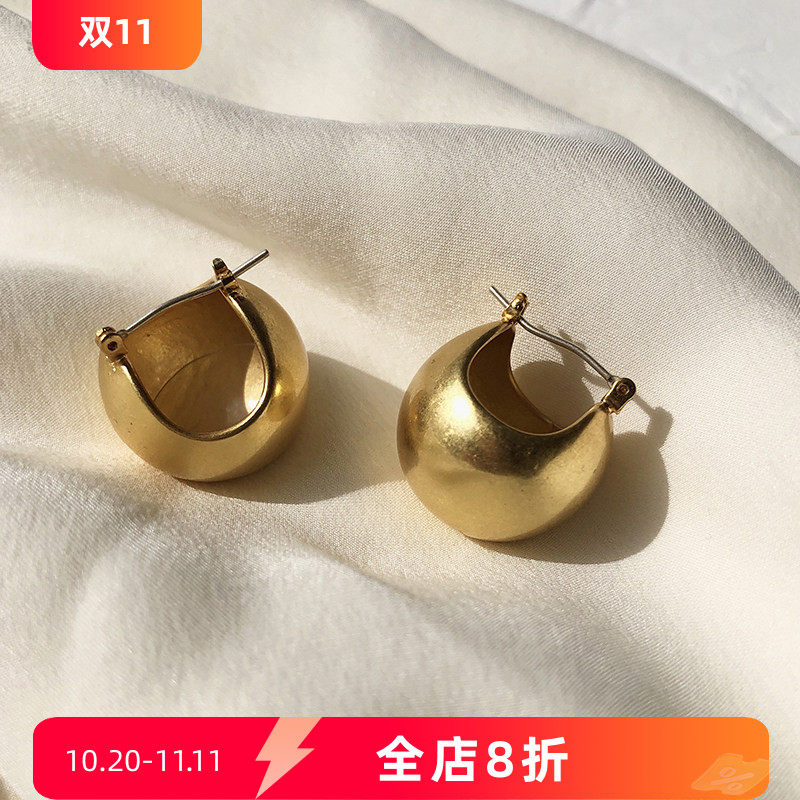 耳边铛350哑光复古高级感圆球形耳环金球几何耳饰鹭青一同款耳钉