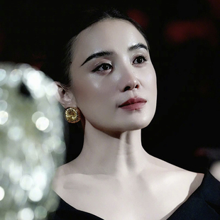 耳边铛333宋佳同款烟花拉丝圆方形几何耳环高级感金银色小众耳饰