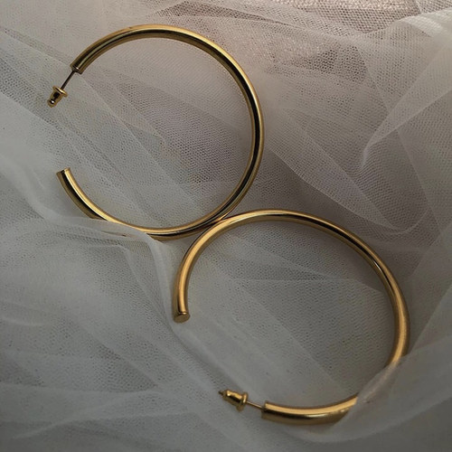 银色刘雯同款欧美钛钢耳环