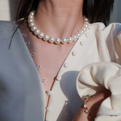 耳边铛352赵露思同款 fever博主大颗玻璃珍珠圆形项链复古颈锁骨链