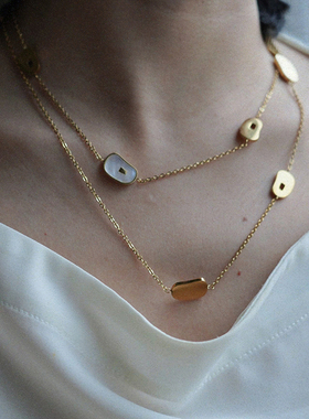 法式复古天然马蹄贝母长款项链