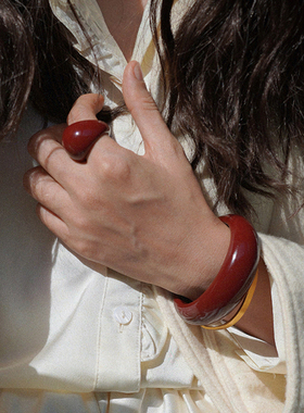 耳边铛亚克力夸张宽边手镯戒指