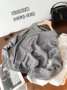 羊毛+羊绒!戏班牙糕端! 纯色简约休闲版单排扣时尚百搭针织开衫