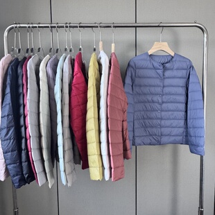 大厂订单！白鸭绒轻薄保暖纯色圆领短款羽绒服外套附收纳袋女秋冬