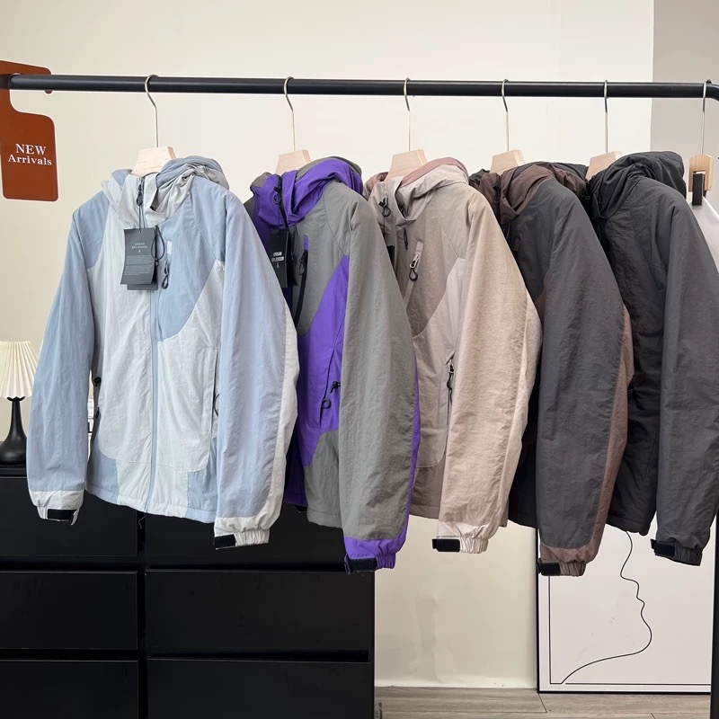 户外山系！男女情侣款防风防水撞色加厚保暖连帽棉服冲锋衣外套冬