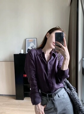 重磅好货~老钱风~2026春夏季LP刺绣亜麻宽松长袖防晒衬衫上衣衬衣