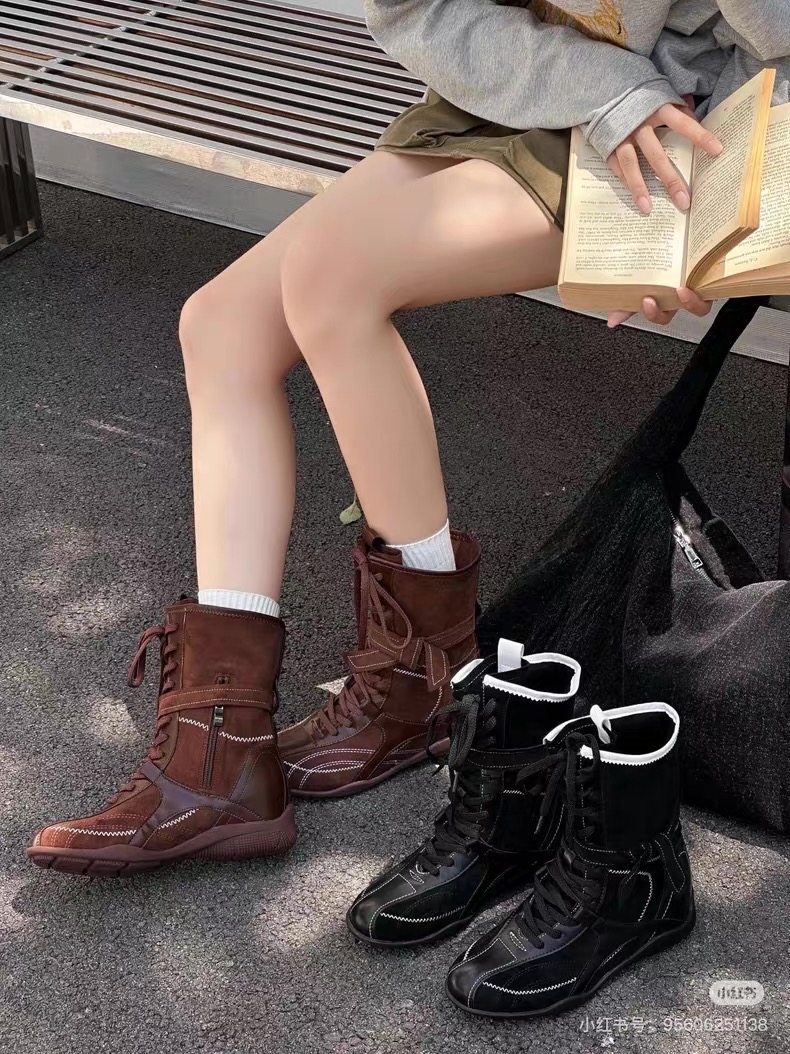 红店399+！火爆了！真皮时尚帅气英伦风复古拳击靴系带短靴女新款