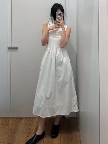 日单 2026年夏季女装拼接收腰连衣裙/无袖裙子常规款长裙女484887