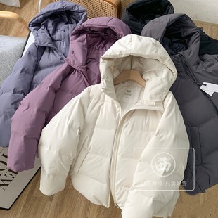 日单好货！2025年冬季保暖加厚压胶连帽短款羽绒服面包服外套女