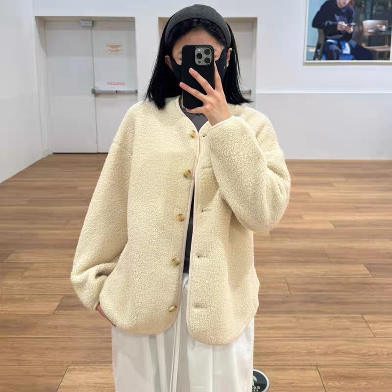 日单  2025年秋冬女装仿羊羔绒摇粒绒休闲开衫长袖宽松外套479616