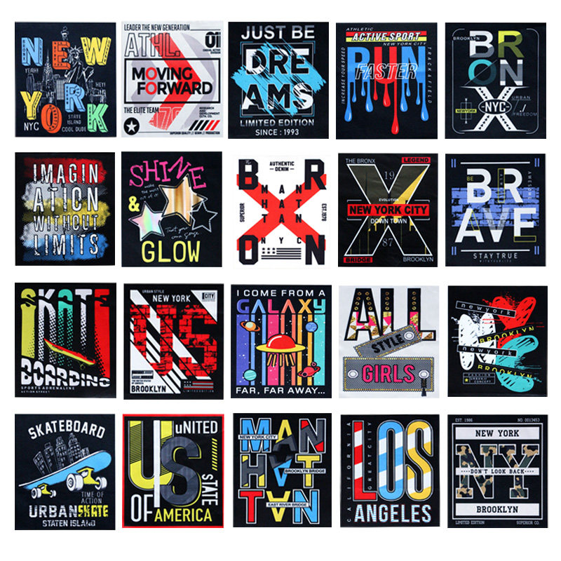 布贴大号数码印花星星字母款方形彩色装饰贴包包t恤卫衣补丁商标