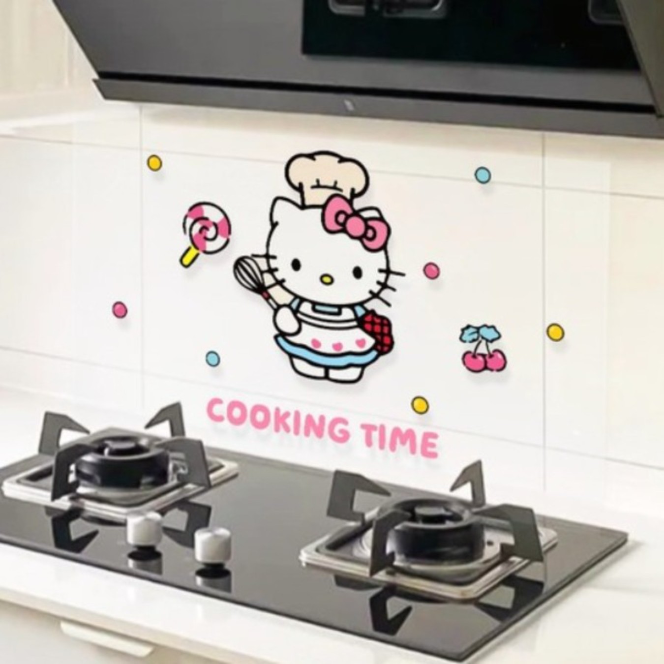 HelloKitty凯蒂猫防油贴纸厨房墙壁防油污贴做饭专用装饰静电贴纸