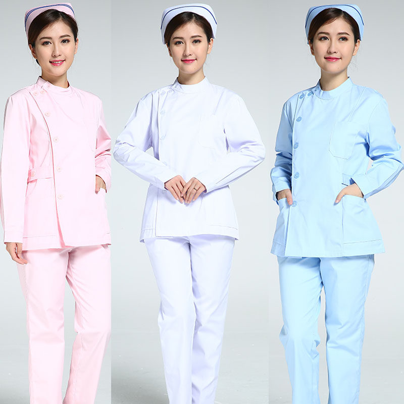 宝薇姿护士服长袖冬装白大褂牙科工作服分体套装男女医师服修脚服_虎窝淘