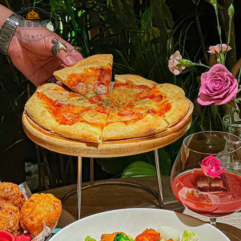 橡木披萨木托盘比萨板pizza盘无手柄圆形餐烤肉牛排装盘日式平盘