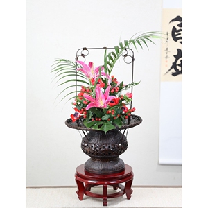 花叶居宫廷四季篮中式花艺花道竹编插花器皿禅意复古手工编制竹篮