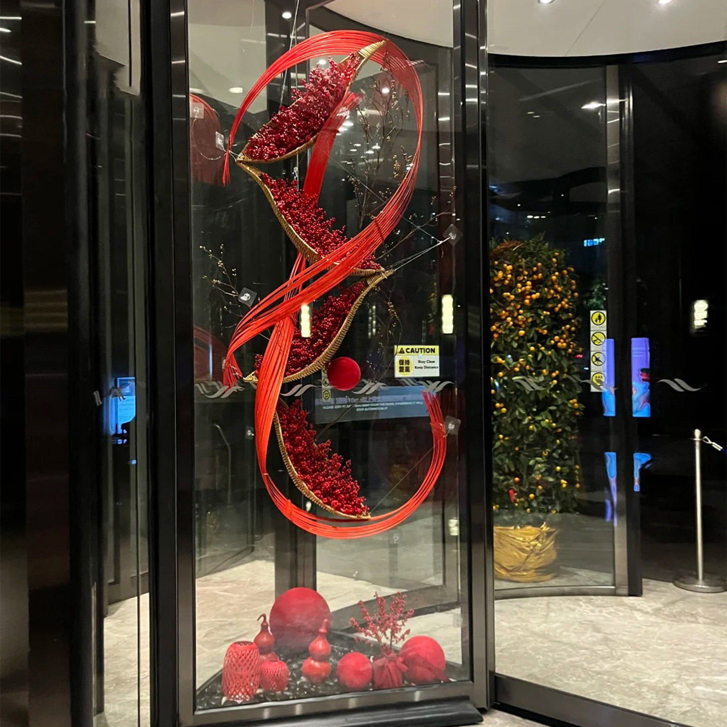 酒店旋转门仿真花假花大堂装饰售楼部大厅前台落地摆件售楼处花艺