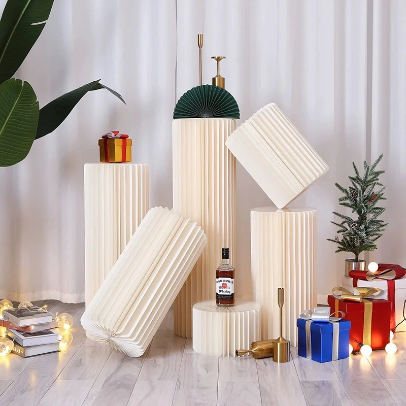 罗马柱摆件道具柱子纸质高密折叠圆柱婚礼展示台婚庆立柱甜品台