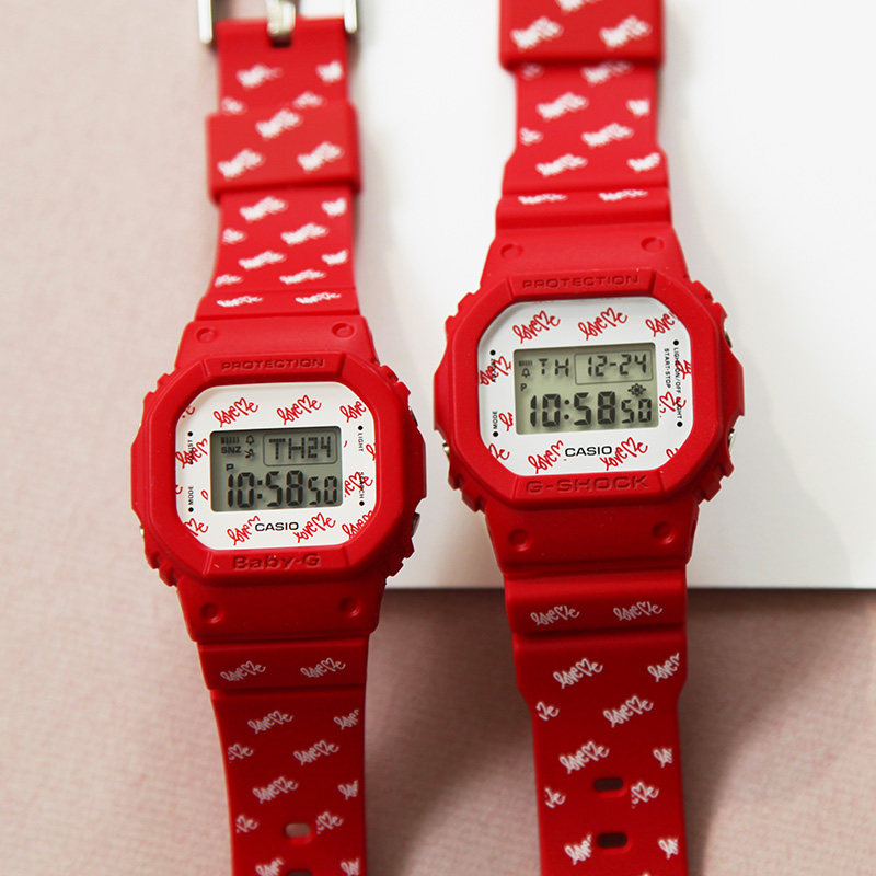 卡西欧情侣手表七夕一对情人节小方块GSHOCK男女运动电子LOV-20