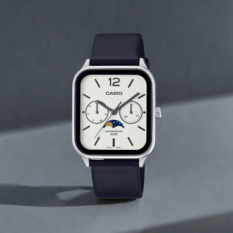 卡西欧手表女款官方新品月相小方块防水防震运动女士腕表MTP-M305