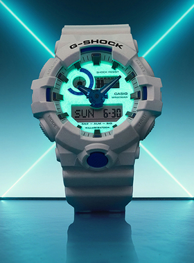 卡西欧男士运动手表gshock新品时尚休闲防水白色双显男表GA-700HD