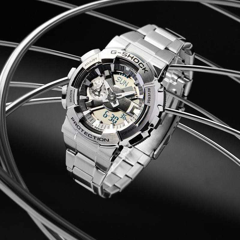 卡西欧男生手表GSHOCK官方正品金属小钢炮学生防水电子表GM-110D