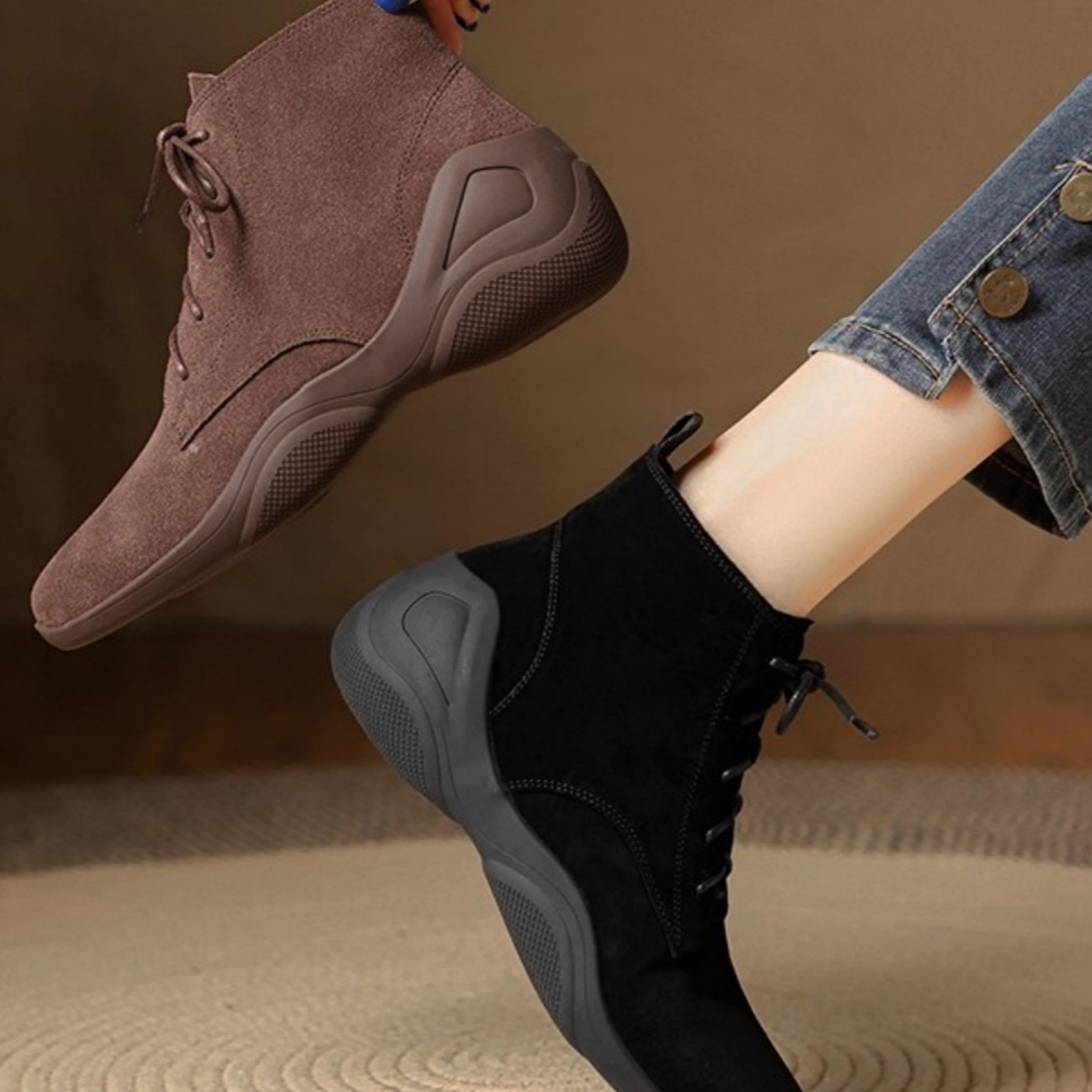 真皮英伦风马丁靴女舒适运动德训