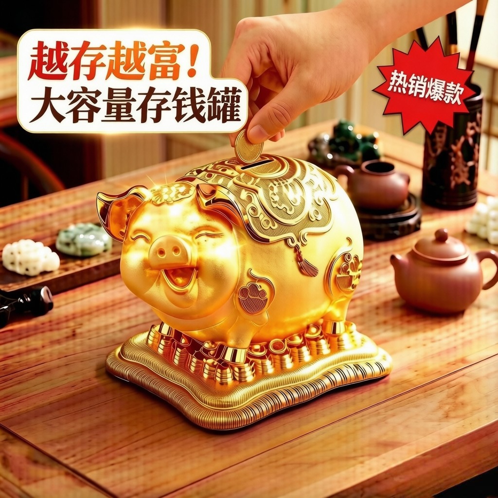 金猪招财大号存钱罐摆件礼物