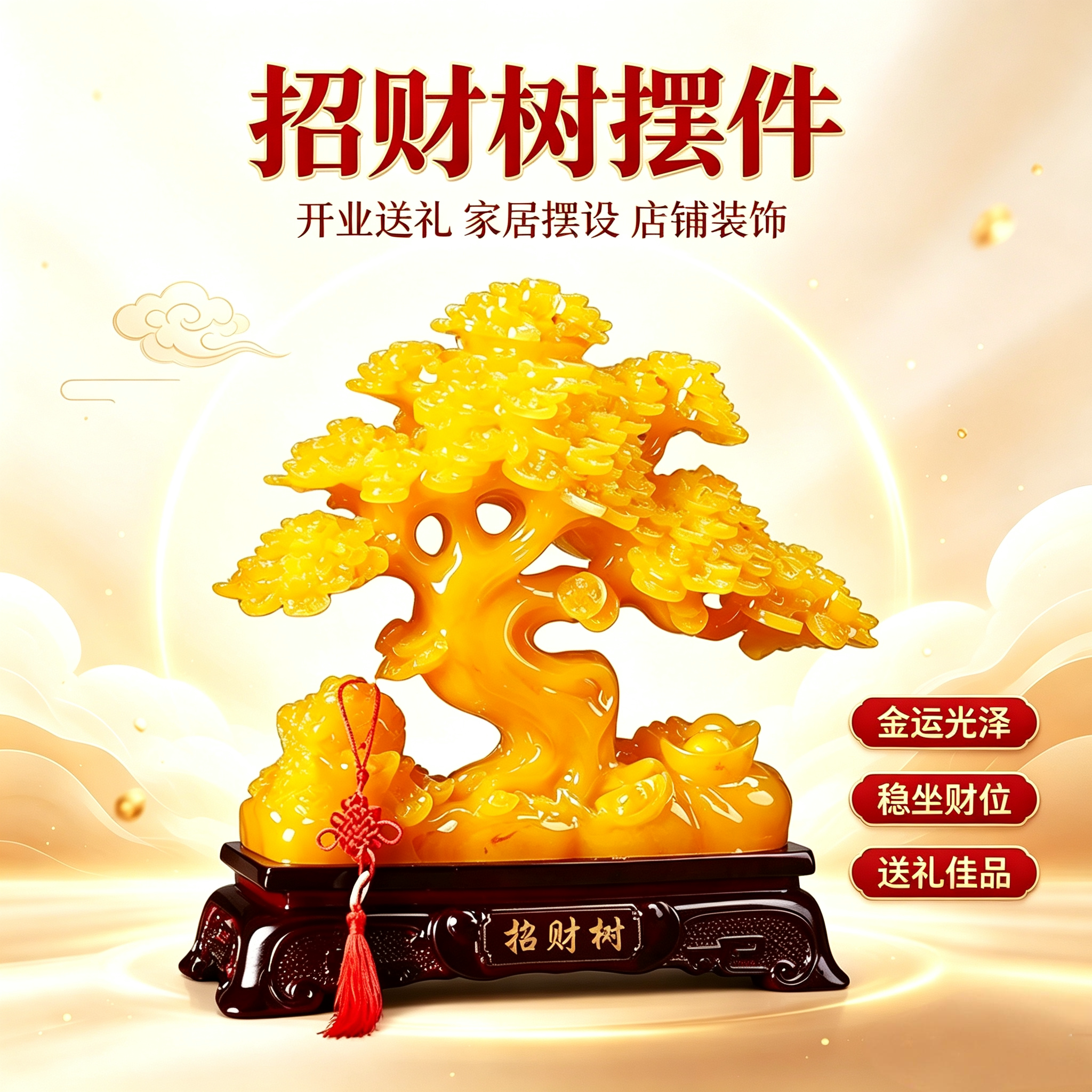 发财树摆件 摇钱树 蜜蜡色 开业礼品 公司店铺装饰 桌面摆设
