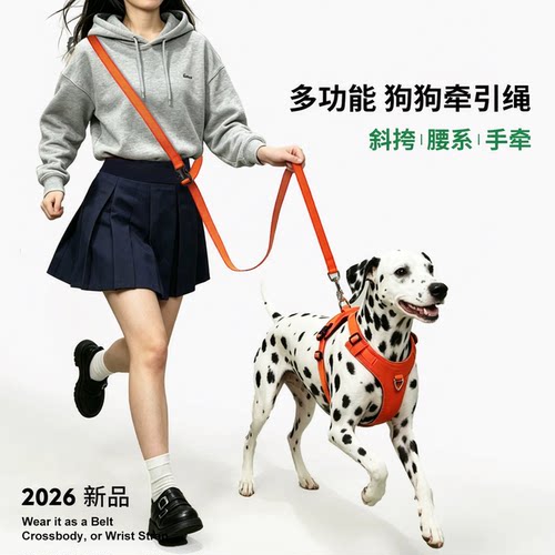 BeauGo26年新款狗狗牵引绳斜挎跑步绳多功能狗绳小中大型犬遛狗绳