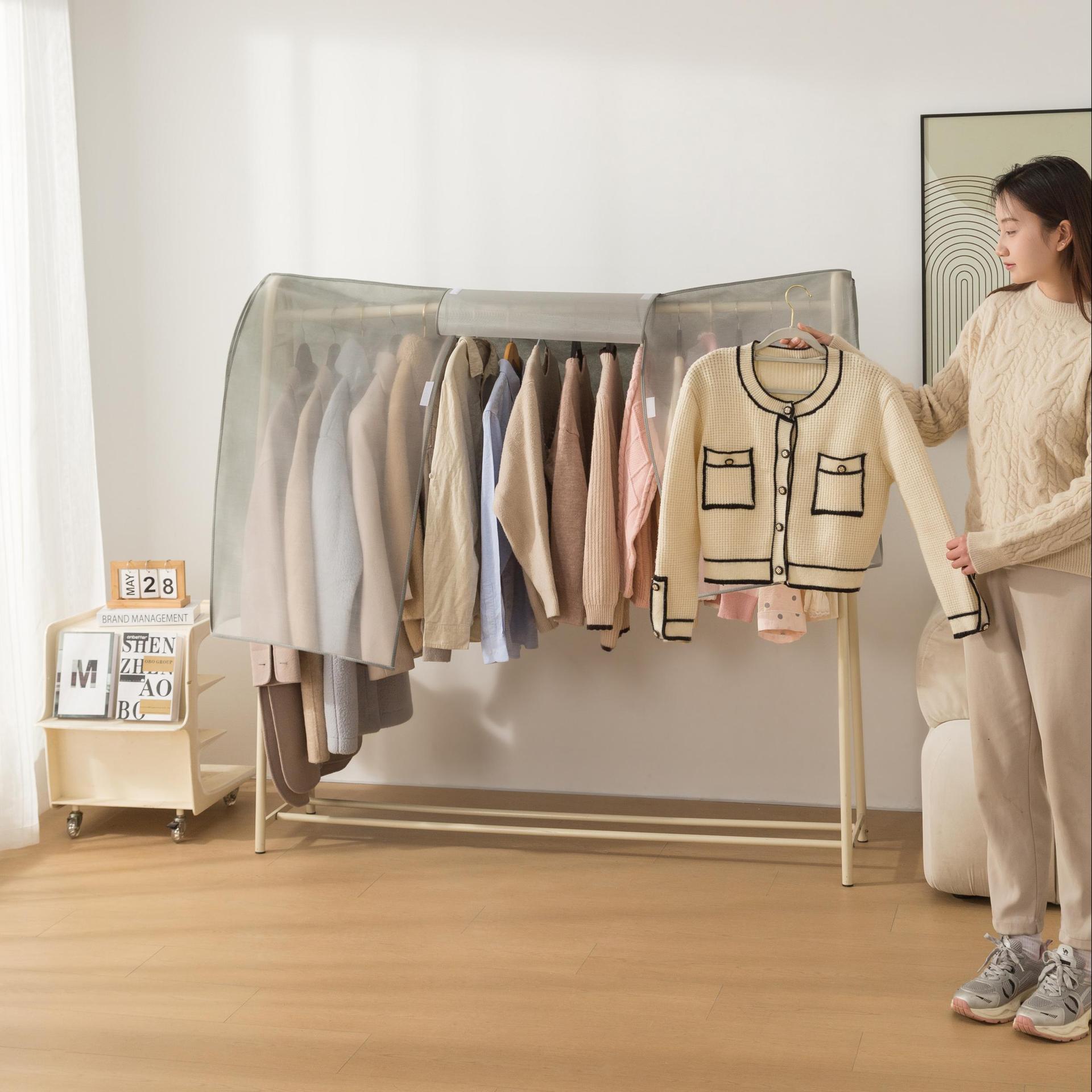 衣服透明挂式落地衣架防尘罩家用罩衣服防尘袋立体晾衣架遮灰盖布