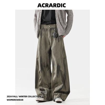 ACRARDIC潮牌设计感褶皱脏染工装裤男女街头美式小众宽松做旧裤子