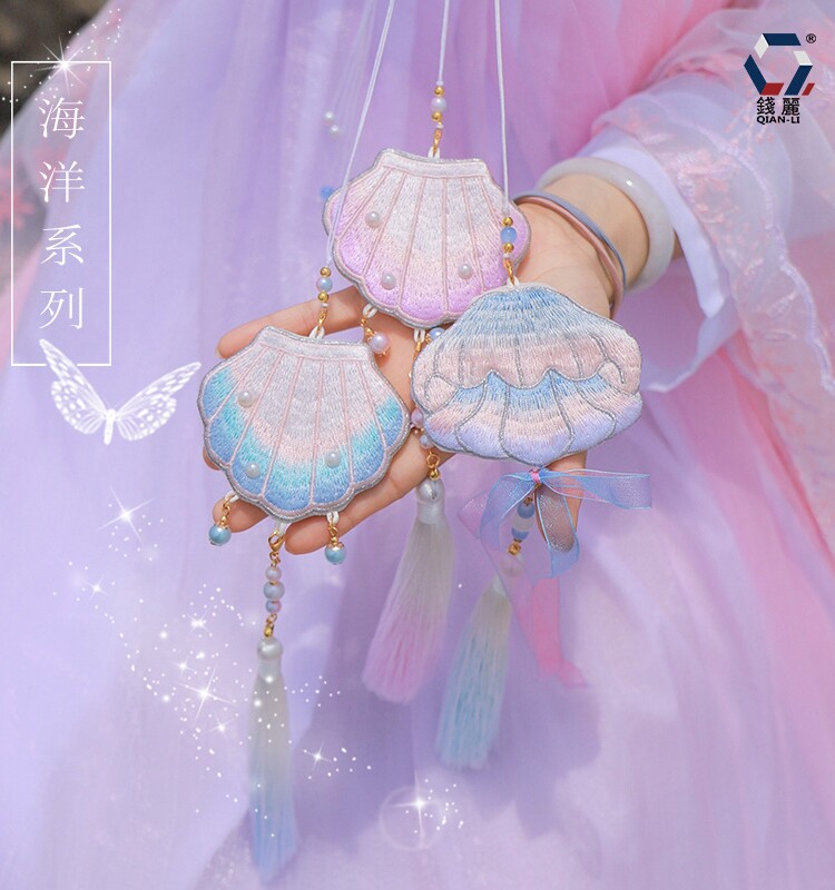 드래곤 보트 축제 향 주머니 양면 수 놓은 쉘 고삐 목 향 주머니 펜던트 특별한 모양의 HANFU 지갑 고대 스타일 액세서리 잘 생긴