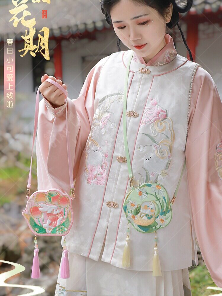 새로운 골동품 HANFU 액세서리 귀여운 토끼 어린이 가방 자수 향 주머니 지갑 펜던트 크로스 바디 여성용 가방