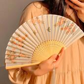 新中式 海棠古风折叠小扇子女夏天国风汉服拍照随身携带折扇高颜值